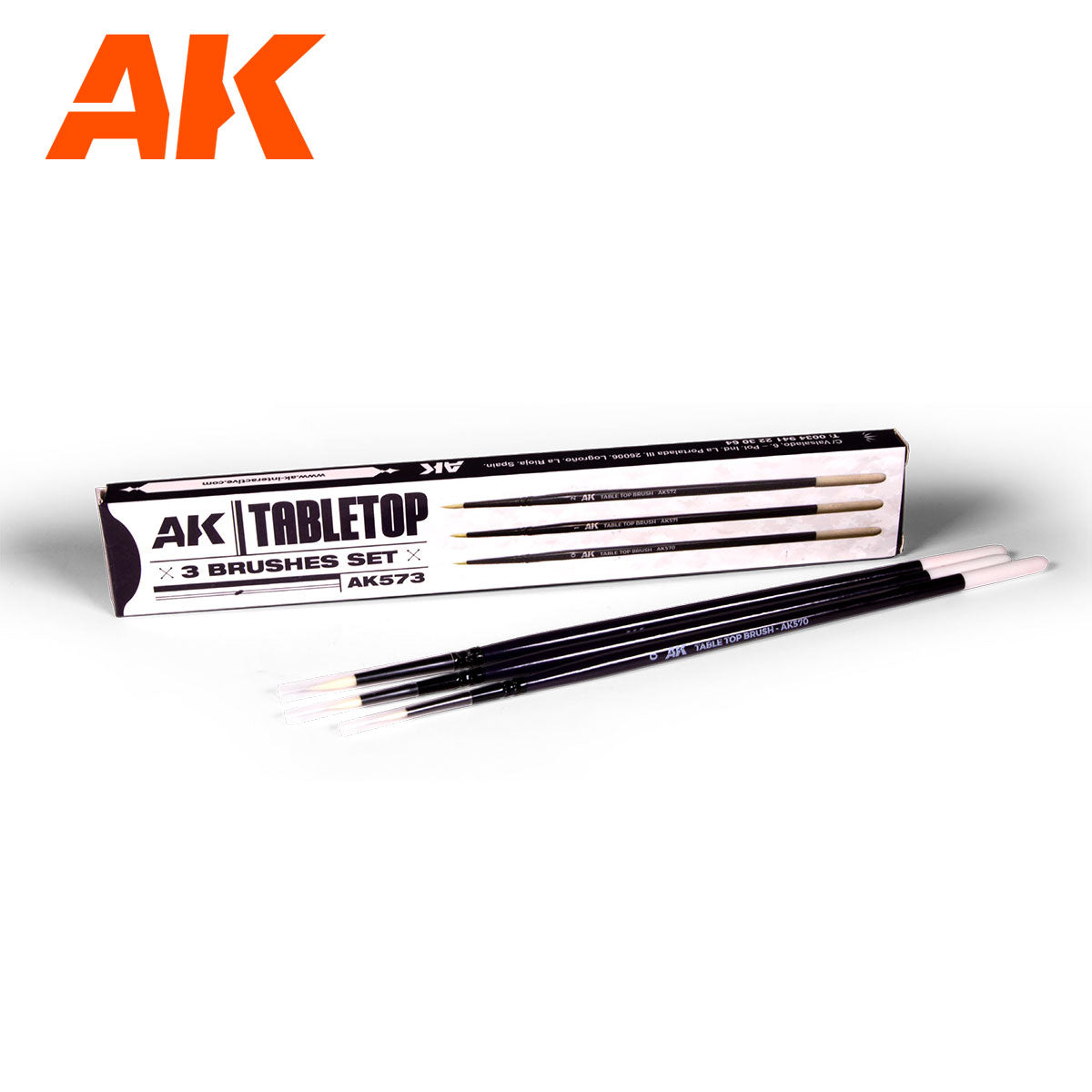 AK Interactive Tabletop 3 Brush Set - Size 0, 1 & 2 (AK573)