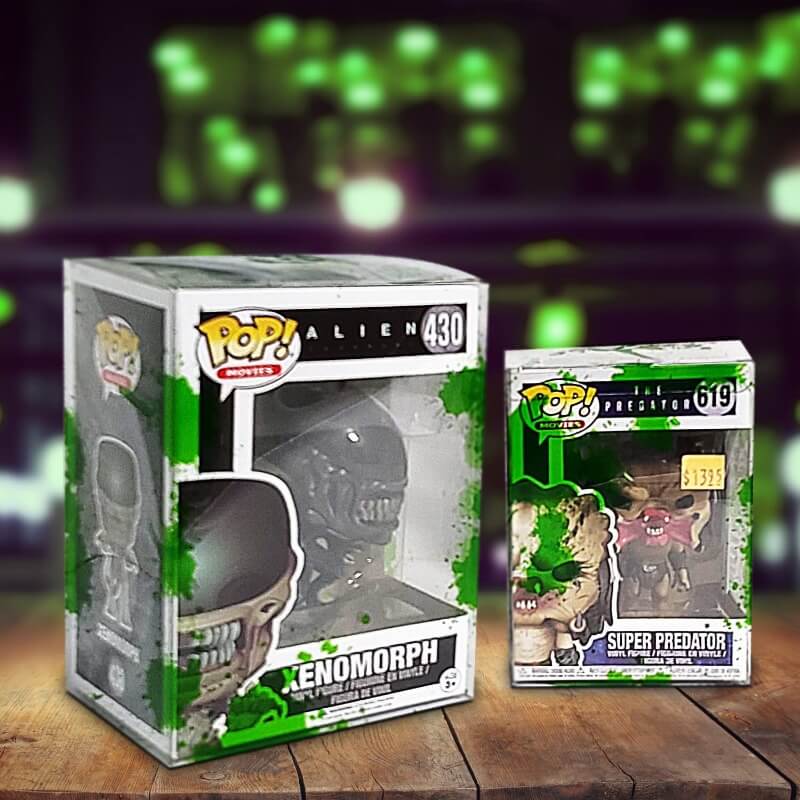 Funko Pop 4 Inches - Green Splatter PET EVORETRO Protector 0.40MM - Pack of 10