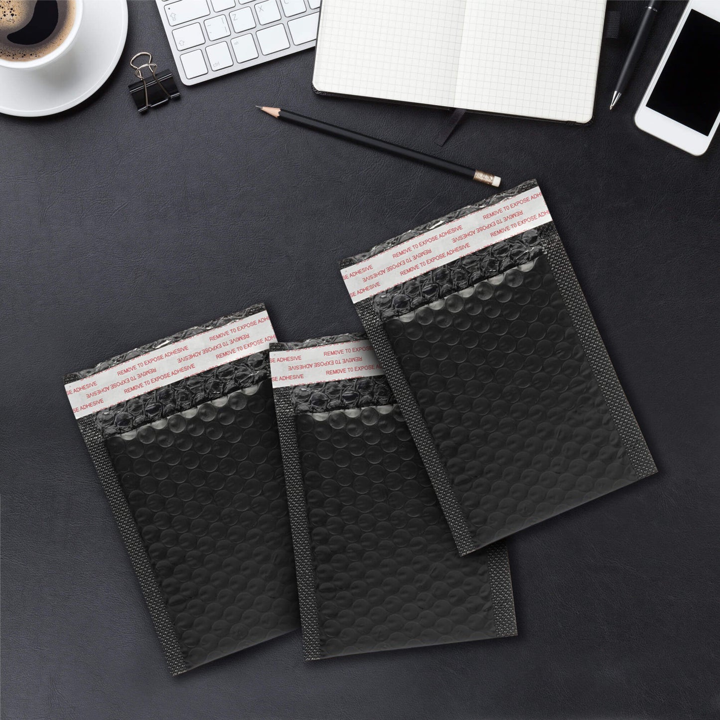 EVORETRO 50x Poly Bubble Mailers 6x10" – Black Protective Shipping Envelopes