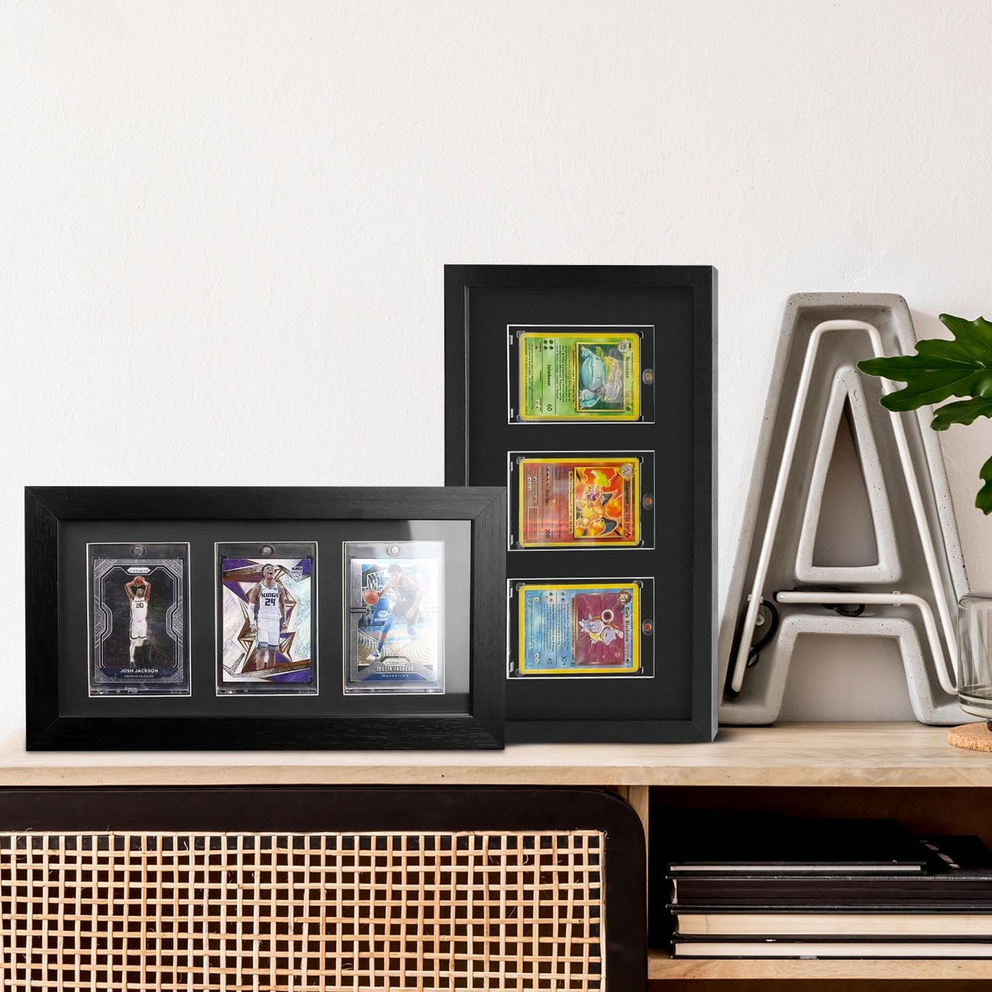 EVORETRO Wooden Display Frame for Cards, Magnetic holder