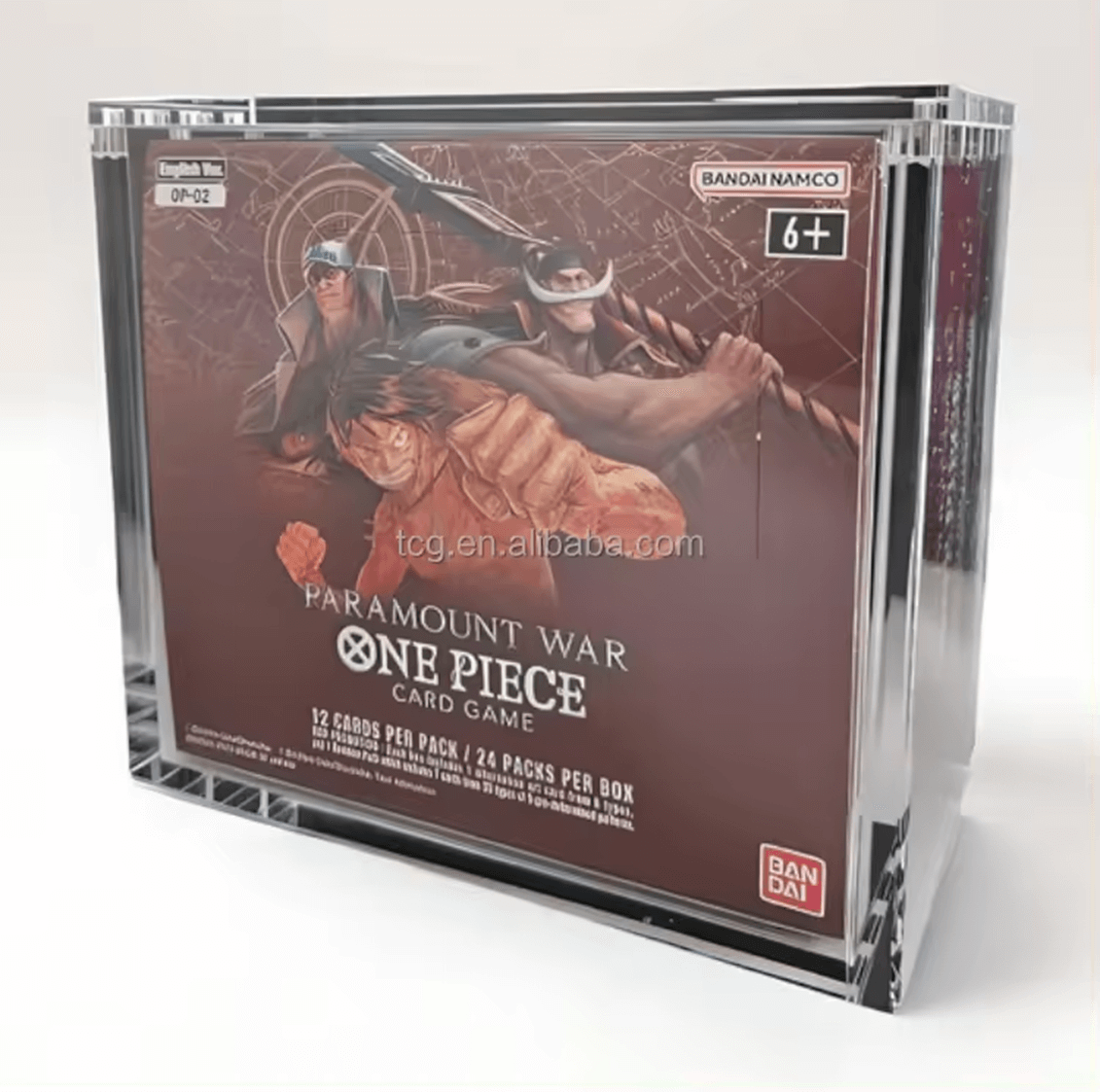 EVORETRO Acrylic Display Case for Bandai One Piece TCG OP-02 Booster Box (English Ver.) – 5mm Premium Acrylic – Single Pack