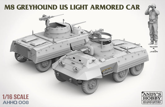 Andy's HHQ x Takom 1/16 M8 Greyhound US Light Armored Car (includes metal barrel and full-body figure) -AHHQ008