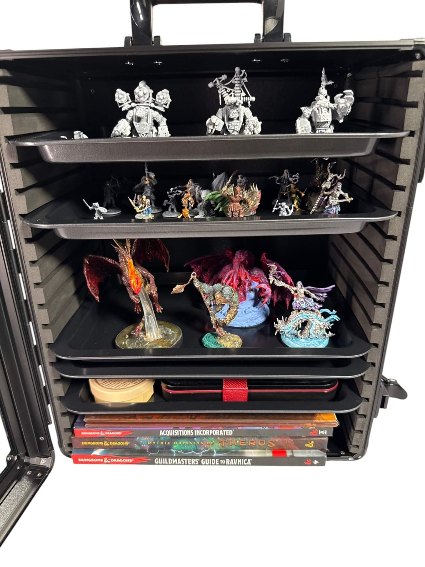 EVORETRO Aluminum Miniatures Display Case with 5 Magnetic Trays