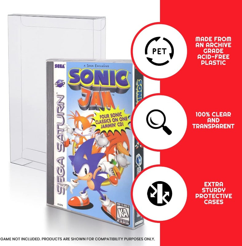 Sega Saturn Long Box - EVORETRO PET Protectors - Pack of 25