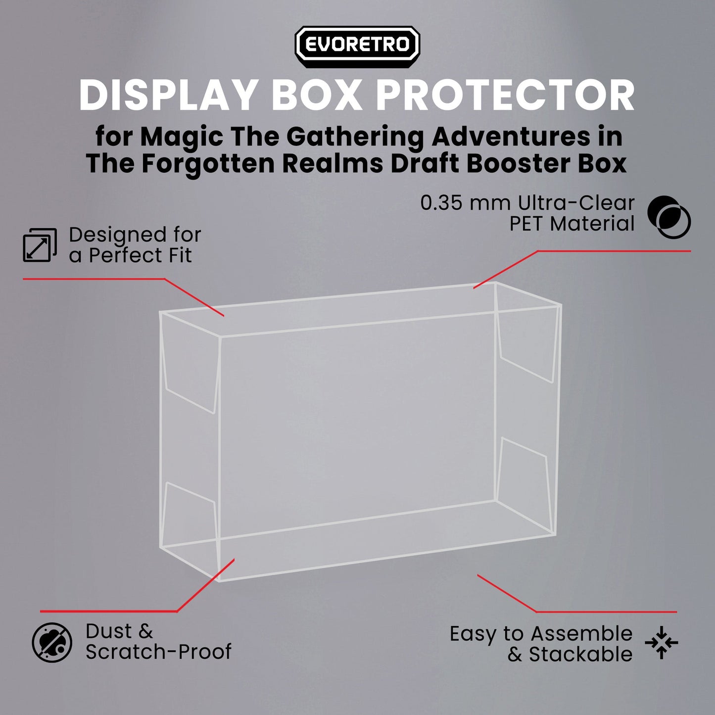 Magic The Gathering Adventures in The Forgotten Realms Draft Booster Box - EVORETRO PET Protector 0.35MM - Pack of 1
