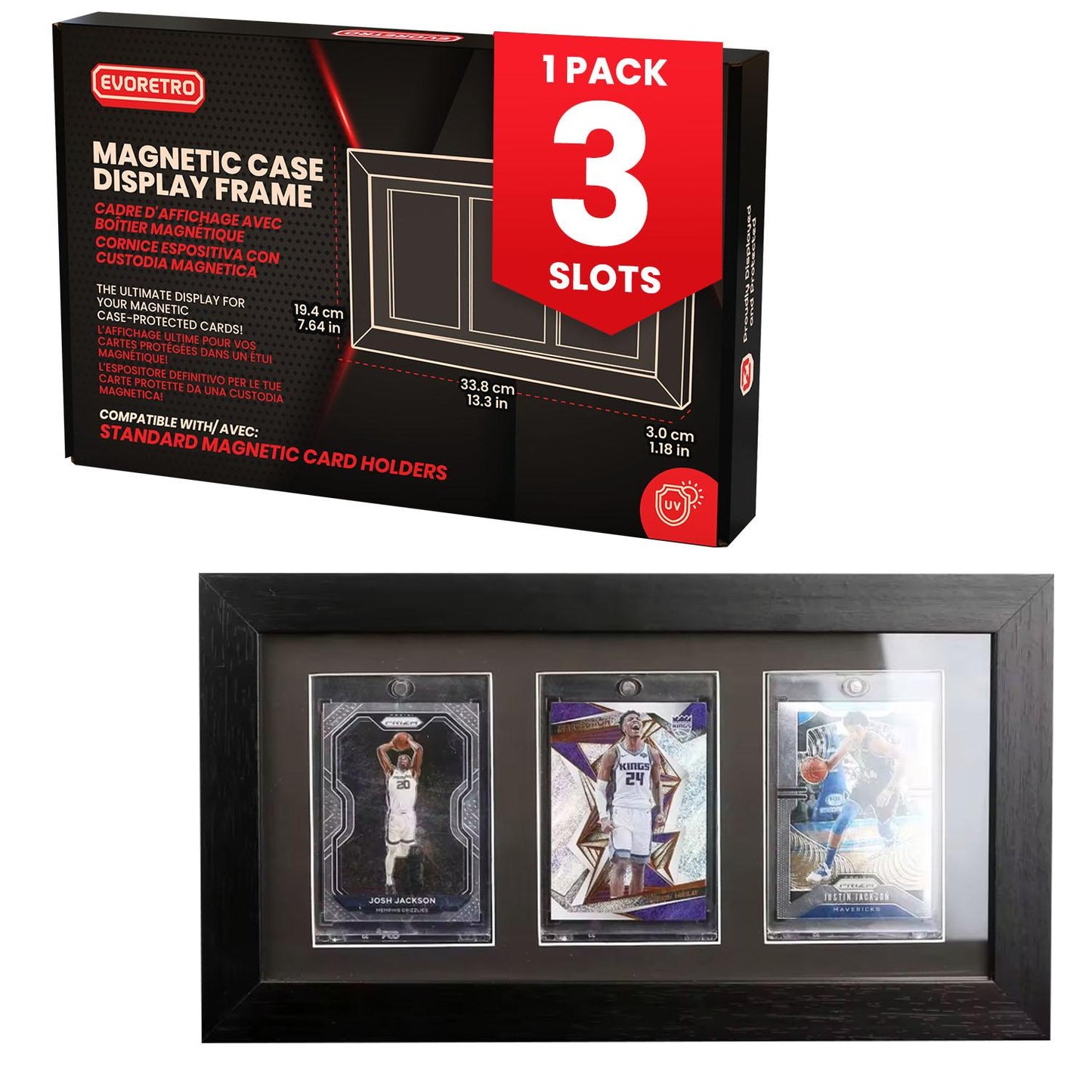 EVORETRO Wooden Display Frame for Cards, Magnetic holder