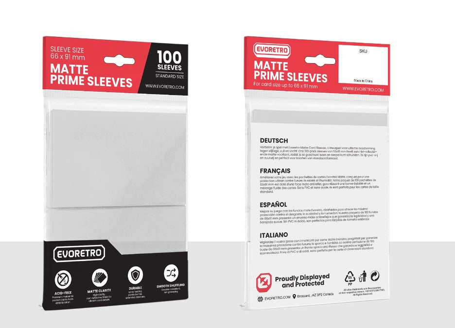 EVORETRO Matte Card Sleeves Standard Size Glare-Free