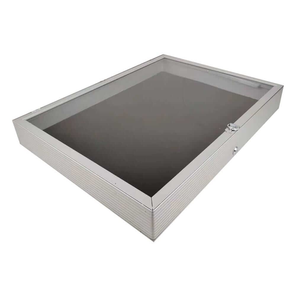 EVORETRO Lockable Aluminum Display Case 36 x 24 x 4" Silver– Secure Showcase for Collectibles