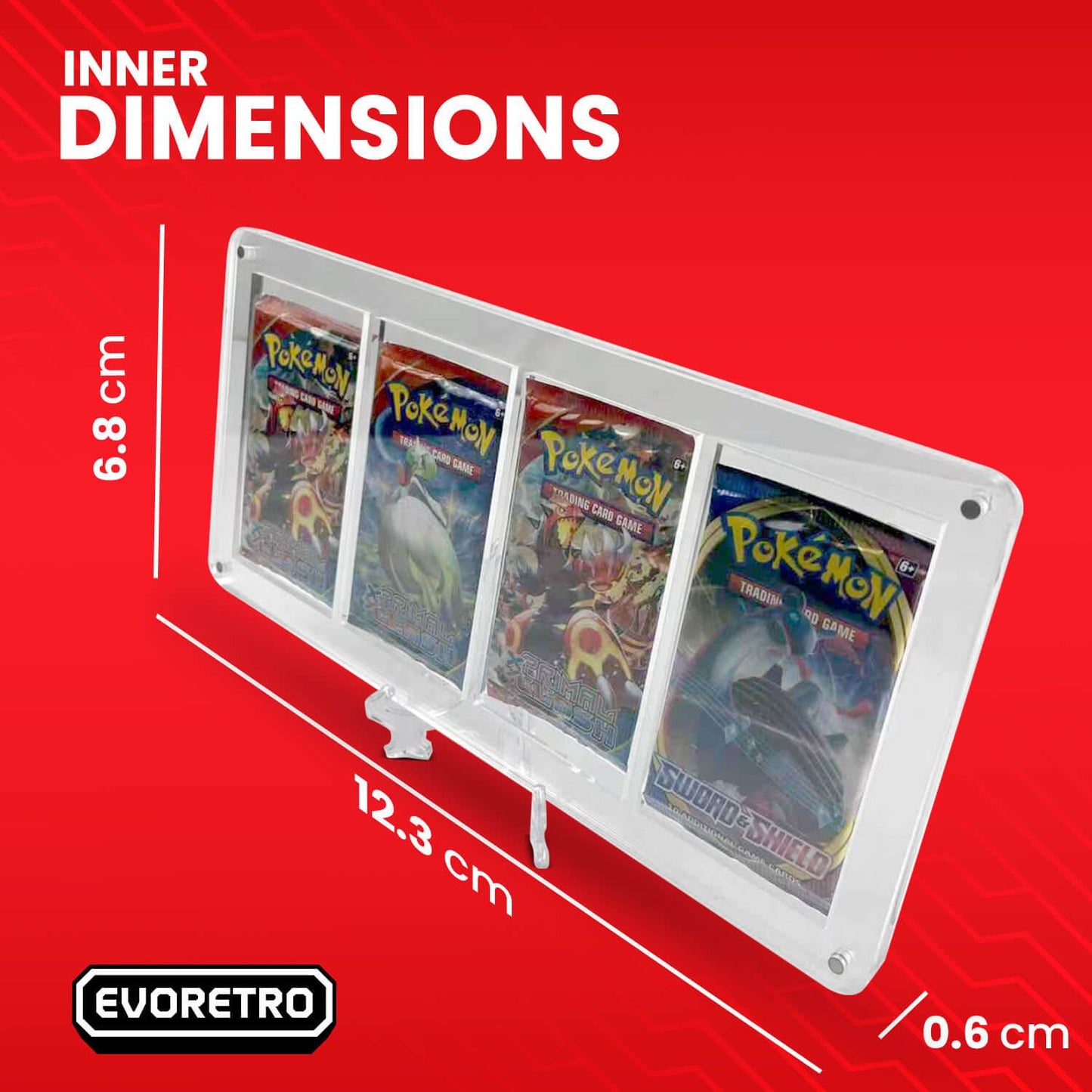 EVORETRO Magnetic Acrylic Booster Pack Display Case 4-Slot